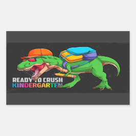 Redo för att krossa Kindergarten Dinosaur Rektangulärt Klistermärke