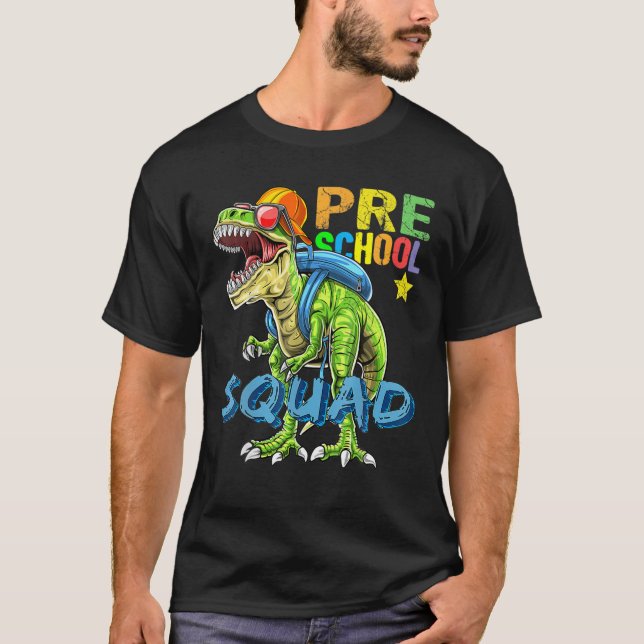 Redo för att krossa Kindergarten Dinosaur tillbaka T Shirt (Framsida)