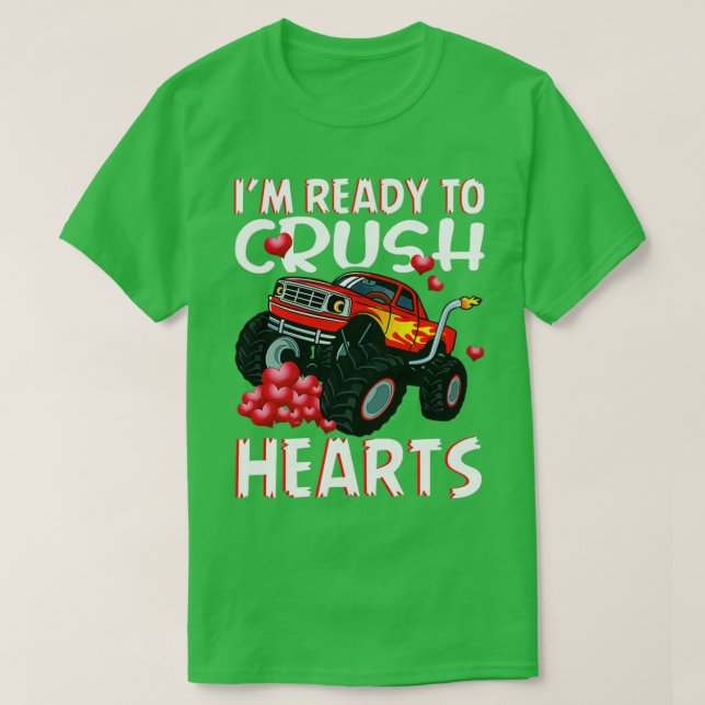 Redo för att krossa Monster Lastbil Hearts T Shirt (Design framsida)