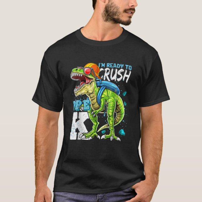 Redo för att krossa preK-rexdosering Back to schoo T Shirt (Framsida)