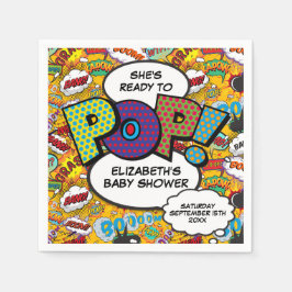 Redo för att Pop Baby Shower Rolig Tecknad Bok Pappersservett