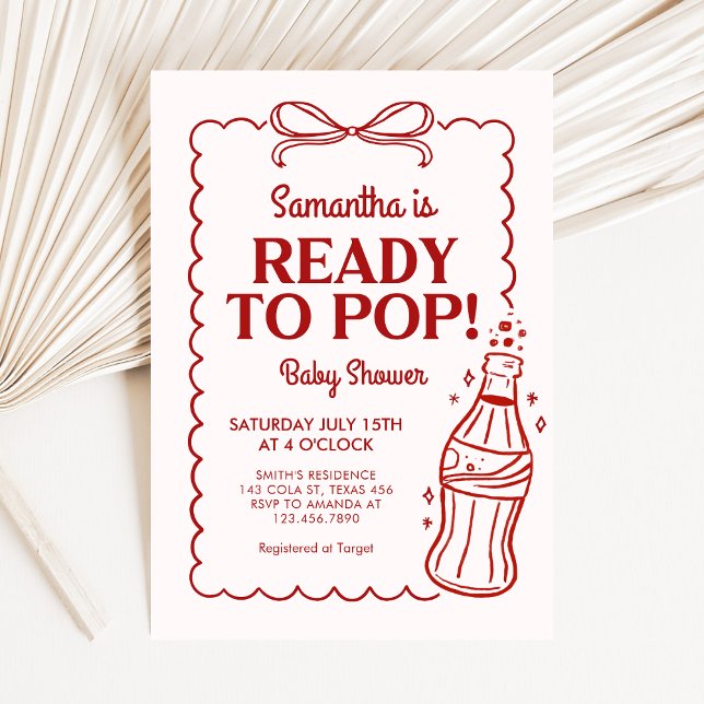Redo för att Pop Soda Baby Shower Inbjudningar (She's Ready to Pop Baby Shower Invitation)