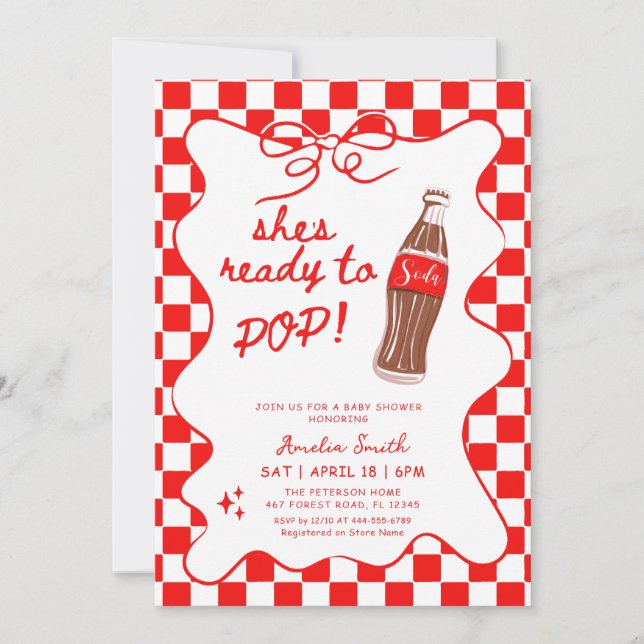 Redo för att Pop Soda Baby shower Inbjudningar (Framsida)