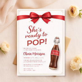 Redo för att Pop Soda Röd Båge Baby Shower Inbjudningar