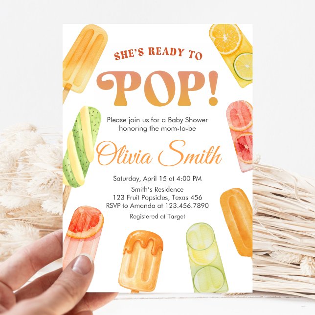 Redo för att Poppa Pinnstång Babyfirande Inbjudningar (Popsicle Summer Baby Shower Invitation)