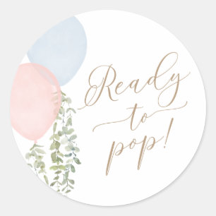 Redo För att Spricka Ballong Tvilling Babyshower Runt Klistermärke