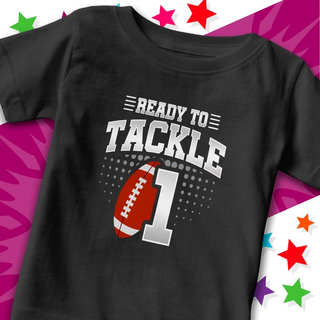 Redo För Att Tackla 1 Fotbollsfest 1-års Födelseda T Shirt (Skapare uppladdad)