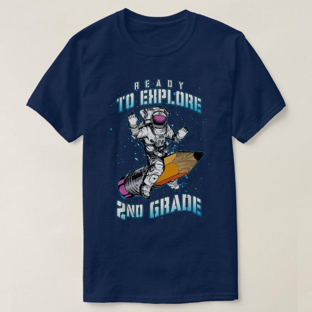 Redo för att utforska andra Klass-astronaut tillba T Shirt (Design framsida)