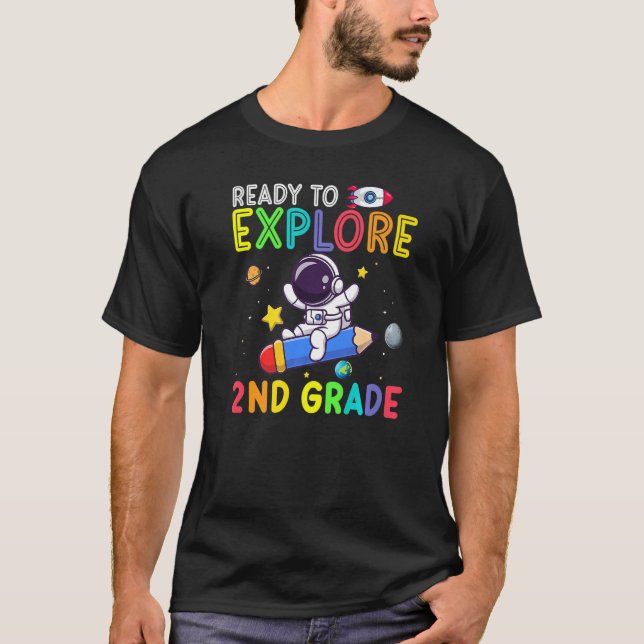 Redo för att utforska andra Klass-astronaut tillba T Shirt (Framsida)
