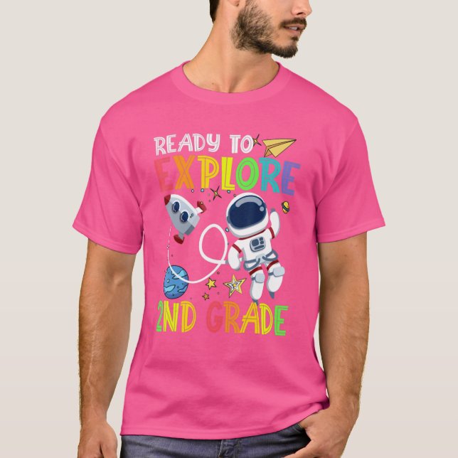 Redo för att utforska andra Klass-astronaut tillba T Shirt (Framsida)