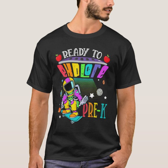 Redo för att utforska förK fjällande astronaut för T Shirt (Framsida)