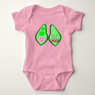 Redo för bajs Babyflicka Rosa ärt Baby bodysuit T Shirt