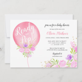 Redo för ballong för rosa blommigt för popdusch inbjudningar