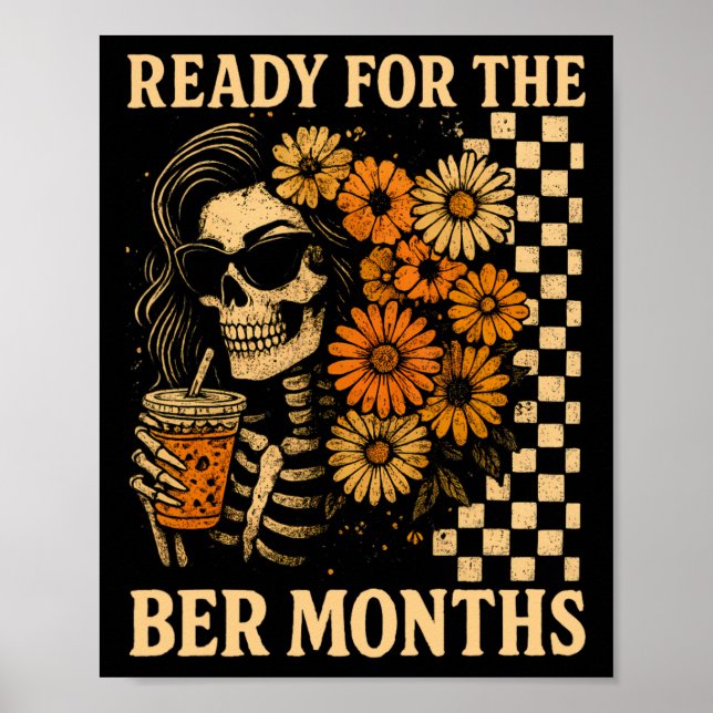 Redo för brusmånader Halloween Skeleton Fall M Poster (Framsidan)