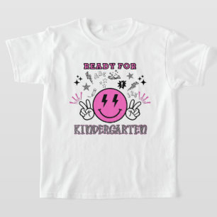 Redo för förskolan Rosa Retro Glad Smiley Ansikte T Shirt