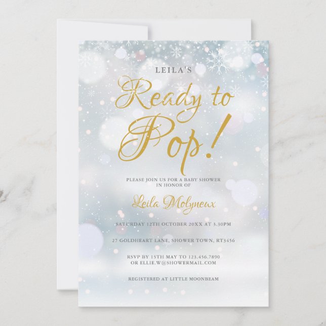 Redo För Första Snöflingorna Baby Shower Inbjudningar (Framsida)