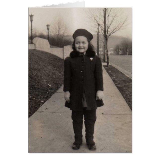 Redo för gammaldags flicka i skolan hälsningskort (Framsidan)