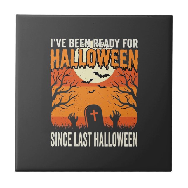 Redo För Halloween Kyrkogårdsdesign_1 Kakelplatta (Framsidan)