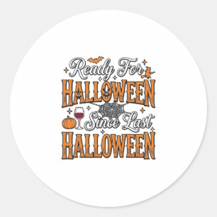 Redo För Halloween Vintage Gravyr T-Shirt Design Runt Klistermärke