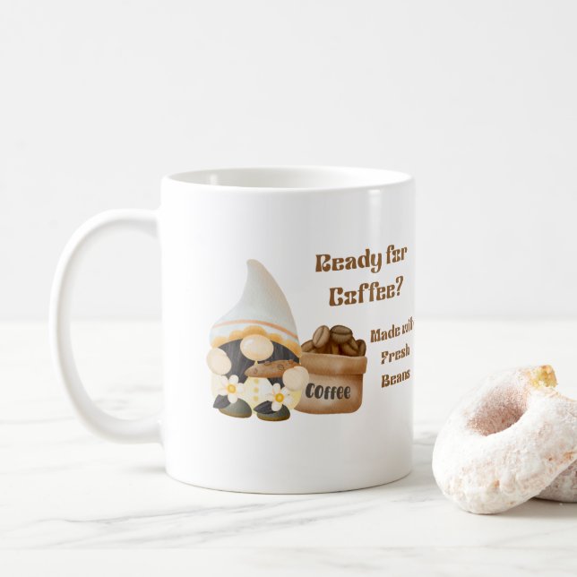 Redo för kaffe med en gåta och en böna kaffemugg (Med munk)