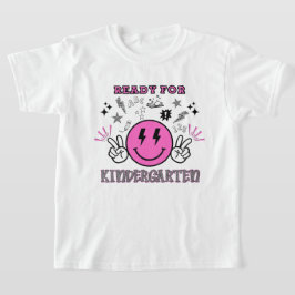 Redo för Kindergarten Rosa Retro Smiley face T Shirt