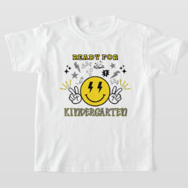 Redo för Kindergarten Rosa Retro Smiley face T Shirt