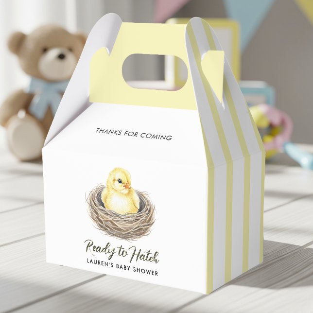 Redo För Kläckning Gul Vår Baby Shower Presentaskar (Ready To Hatch Yellow Spring Chick Baby Shower Favor Boxes
)