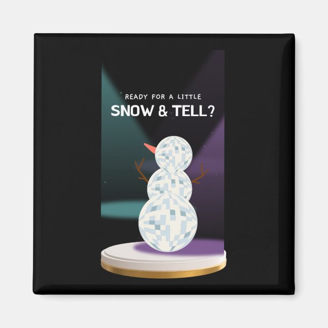 Redo för lilla Snö och säg till Discoball Snögubbe Magnet (Framsidan)