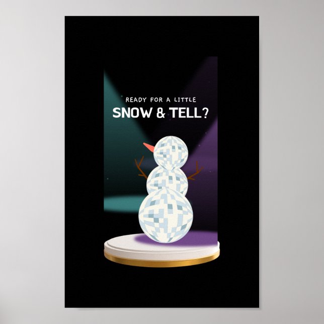 Redo för lilla Snö och säg till Discoball Snögubbe Poster (Framsidan)