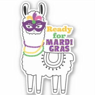 Redo för Mardi Gras lama maskpärlor fjädrar Klistermärken