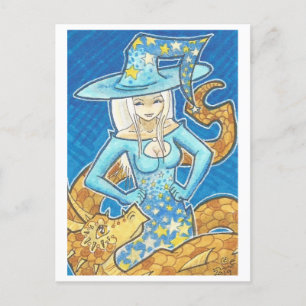 Redo för Mörk Dragon + Vitch Art Postcard Vykort