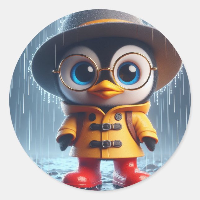 Redo för Penguin Runt Klistermärke (Framsida)