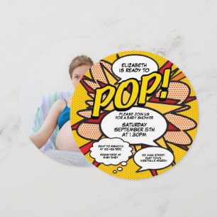 Redo För Pop Baby Shower Foto Kul Retro Serietidni Inbjudningar