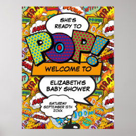 Redo för Pop Baby Shower Roligt Välkomstskylt Poster