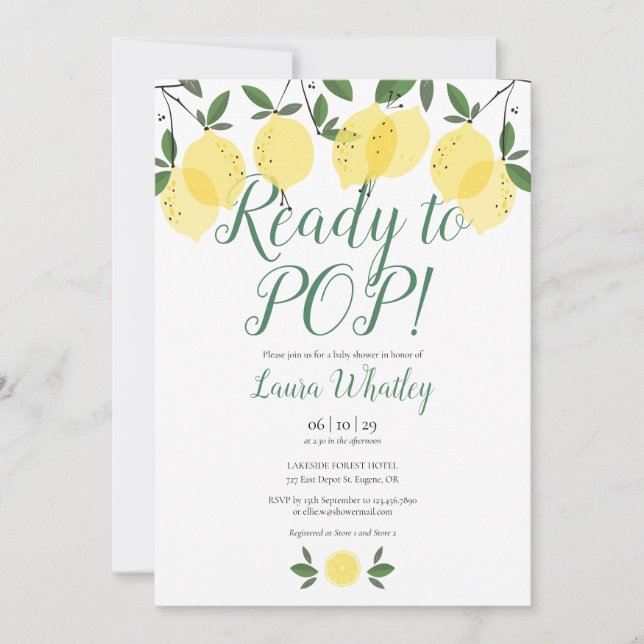 Redo för POP Citroner Baby Shower Inbjudningar (Framsida)