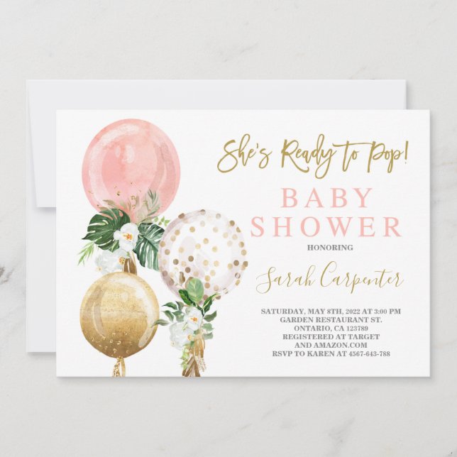 Redo för popup-inbjudan till babyskor inbjudningar (Framsida)