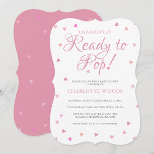 Redo För Rosa Hjärtan Baby Shower / Sprinkle Inbjudningar