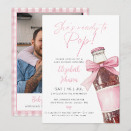 Redo För Rosa Sodaflaska Baby Shower Foto Inbjudningar