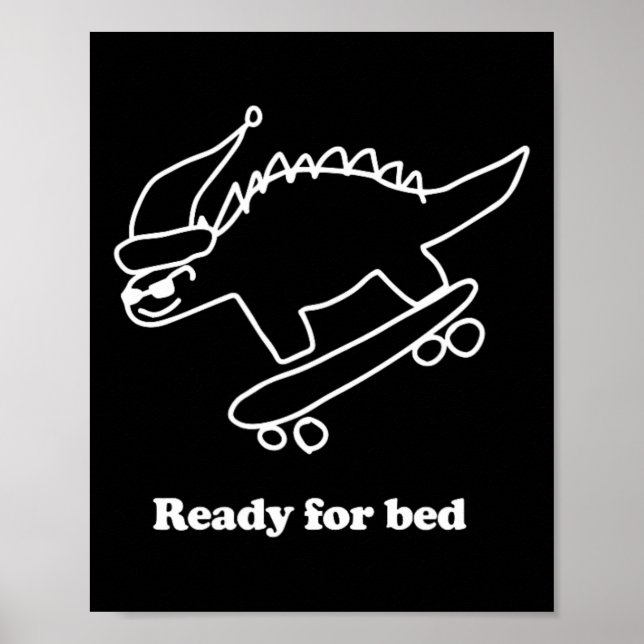 Redo För Säng Dinosaurie Skateboard  Poster (Framsidan)