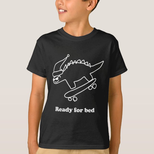 Redo För Säng Dinosaurie Skateboard  T Shirt (Framsida)