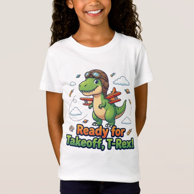 Redo För Start T-Rex Söt Dinosaurie T-Shirt |  (Framsida)