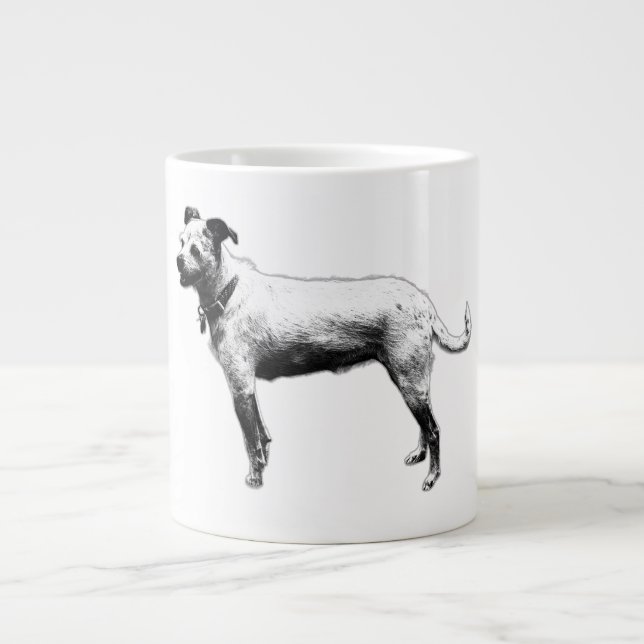 Redo och vänskapligt terrier-blandkaffe Mugg Jumbo Mugg (Framsidan)