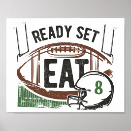 Redo, set, Eat Anpassningsbar Football Party-tecke Poster