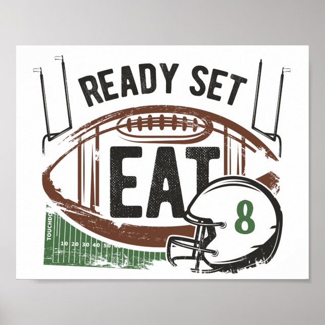 Redo, set, Eat Anpassningsbar Football Party-tecke Poster (Framsidan)