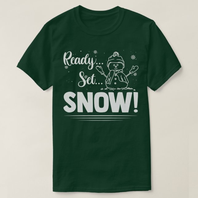 Redo Set Snö Funny Snögubbe Maker Helgdag Winter T Shirt (Design framsida)