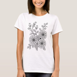 Redo som färgar utsmyckad blom- design t-shirt
