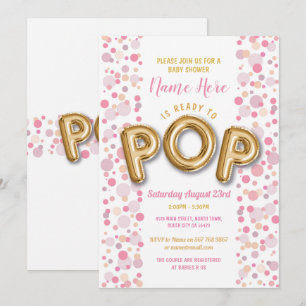Redo som POPPAR flickababy showerguld & Inbjudningar