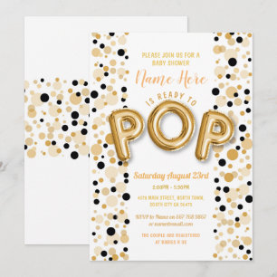 Redo som POPPAR pojkebaby showerguld & Inbjudningar