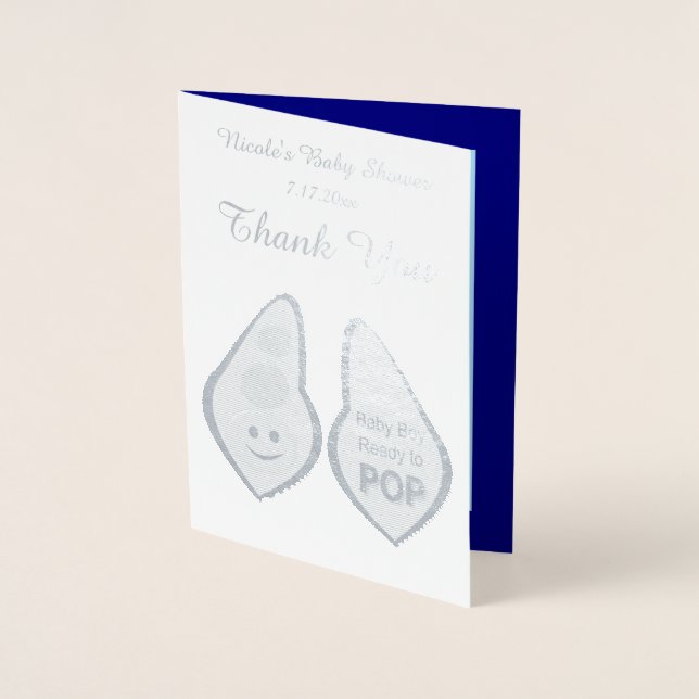 Redo till Anpassningsbarna Pap Pojke Blue Pea Baby Folierat Kort (Framsida)