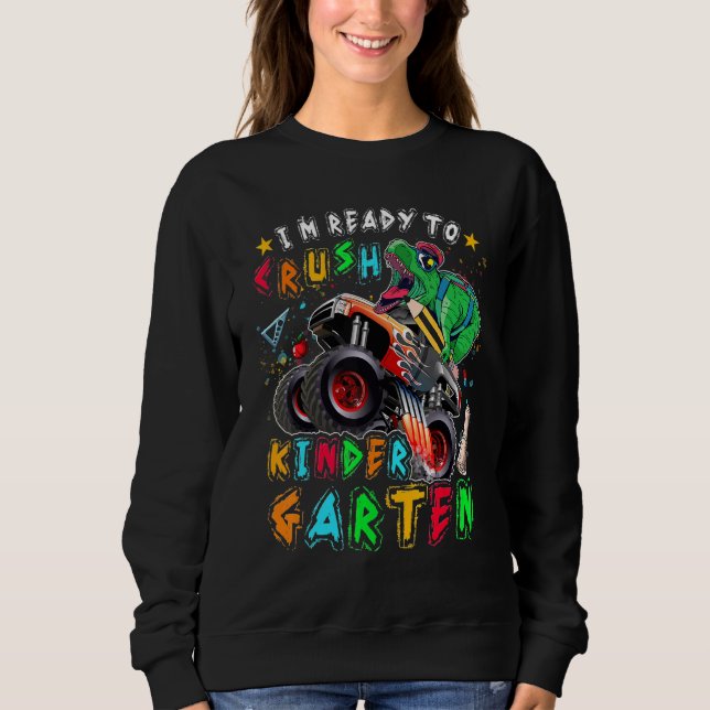 Redo till att krossa Kindergarten Monster Lastbil  T Shirt (Framsida)